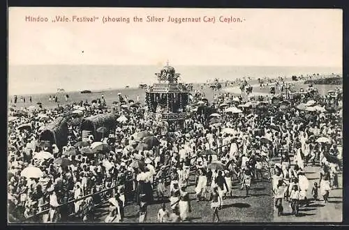 AK Ceylon, Hindoo Vale Festival showing the Silver Juggernaut Car