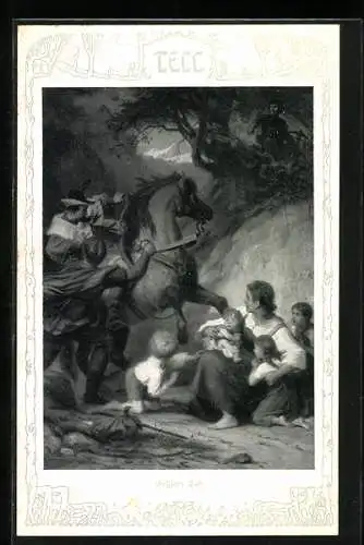 Künstler-AK Theo Stroefer Serie 467, Nr. 7: Gesslers Tod aus dem Märchen Wilhelm Tell