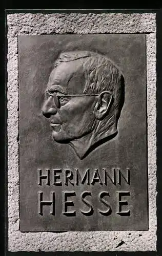 AK Seitliches Portrait im Relief von Hermann Hesse