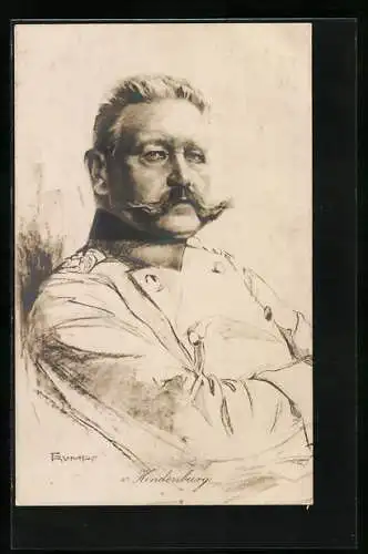 Künstler-AK Fritz Rumpf: Paul von Hindenburg in Uniform