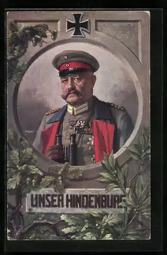 AK Generalfeldmarschall Paul von Hindenburg in Uniform mit Fernglas