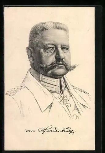 Künstler-AK Paul von Hindenburg als Generalfeldmarschall in Uniform