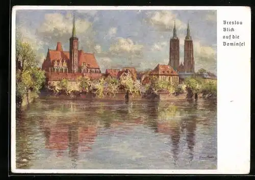 Künstler-AK Breslau, 12. Deutsches Sängerbundesfest 1937, Dom & Kreuzkirche