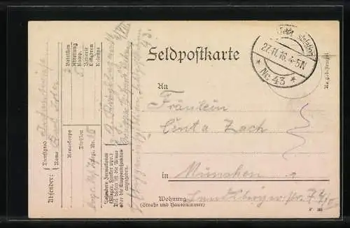 Künstler-AK Handgemalt: Partie an einer Ortschaft