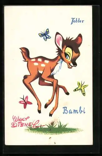 AK Comicfigur Bambi des Zeichners Walt Disney