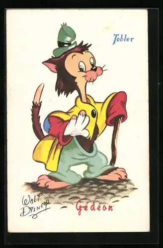 Künstler-AK Walt Disneys Comicfigur Gédéon, Reklame für Tobler