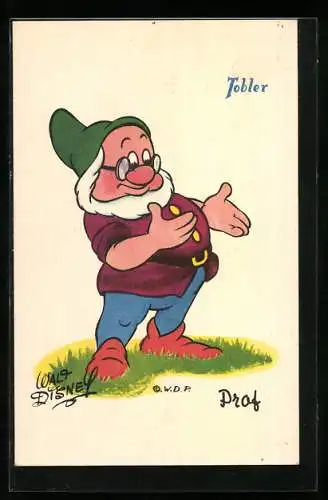 AK Einer der sieben Zwerge betrachtet seine Hände, Reklame für Chocolats Tobler, Comic, Kakao
