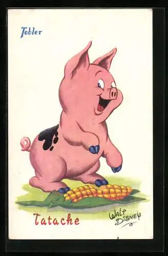 AK Das Schwein Tatache mit einem Maiskolben, Disney