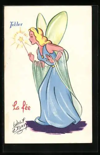 AK Reklame für Tobler Kakao, Comic-Figur La Fée in wallendem Kleid mit Zauberstab