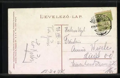 AK Munkacs, Varoshaze, Stadthaus, Zeppelin, Fesselballon