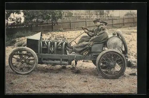 AK Hemery sur voiture Darracq, Autorennen Circuit de la Sarthe