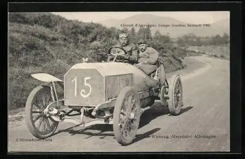 AK Circuit d`Auvergne, Coupe Gordon Bennett 1905, Werner im Mercedes Auto