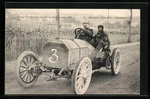 AK Autorennen Circuit d`Auvergne, Coupe Gordon Bennett 1905, Jenatzy im Mercedes