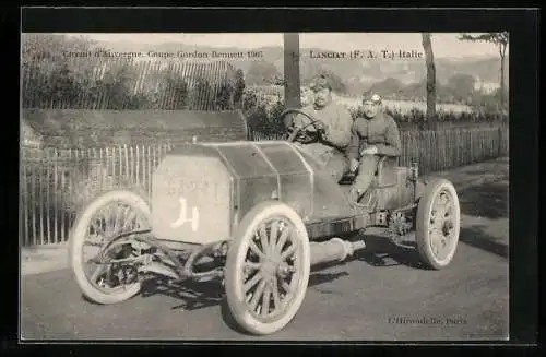 AK Circuit d`Auvergne, Coupe Gordon Bennett 1905, Lanciat im Auto mit der Startnummer 4