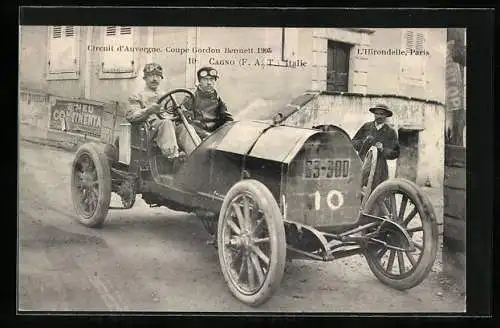 AK Circuit d`Auvergne, Coupe Gordon Bennett 1905, Cagno F A. T. Italie, Autorennen