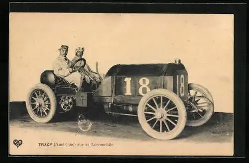 AK Tracy sur sa Locomobile, Auto mit Startnummer 18