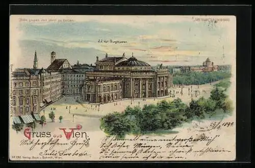 Lithographie Wien, K. K. Hof-Burgtheater, VollmondWien, K. K. Hof-Burgtheater, Halt gegen das Licht: Vollmond