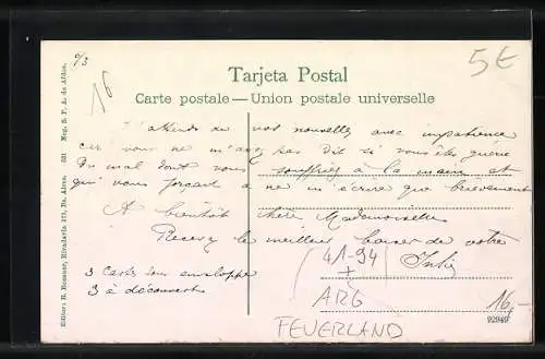 AK Feuerland, Indios Fueguinos, Indianer im Ruderboot