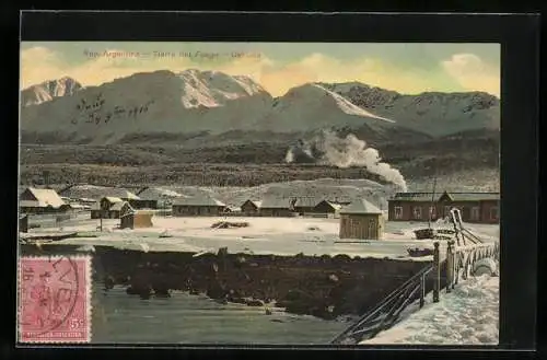 AK Ushuaia /Tierra del Fuego, Ortsansicht im Winter