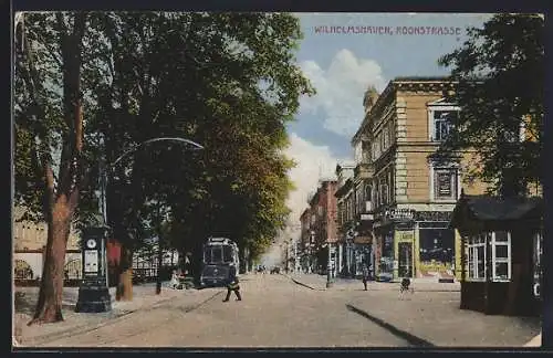 AK Wilhelmshaven, Roonstrasse & Strassenbahn