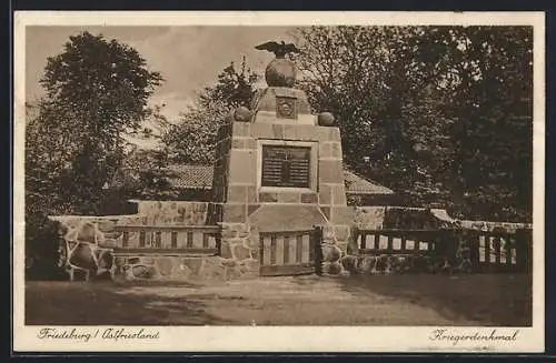 AK Friedeburg / Ostfriesl., Partie am Kriegerdenkmal