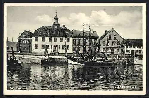 AK Bad Tönning, Hafen mit Schifferhaus