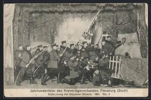 AK Flensburg, Jahrhundertfeier des Kreiskriegerverbandes, Erstürmung der Düppeler Schanz 1864