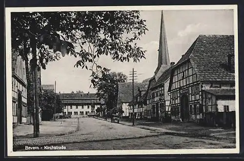 AK Bevern / Weser, Kirchstrasse mit Bäumen