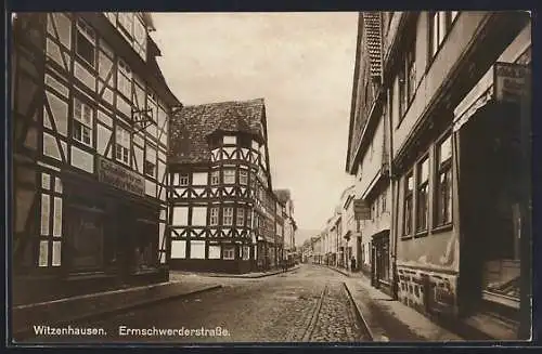 AK Witzenhausen, Ermschwerderstrasse mit Colonialwarengeschäft von Theodor Walter