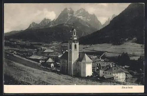 AK Sexten, Dorfblick mit Kirche