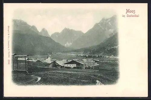 AK Moos im Sextenthal, Ortsansicht mit Blick ins Tal