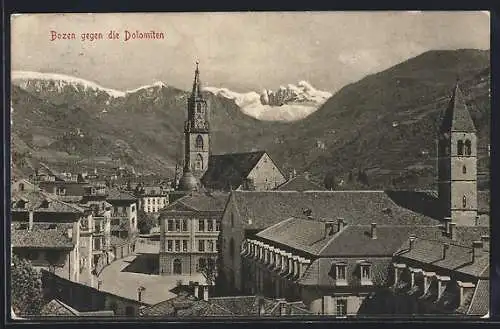 AK Bozen, Teilansicht gegen die Dolomiten