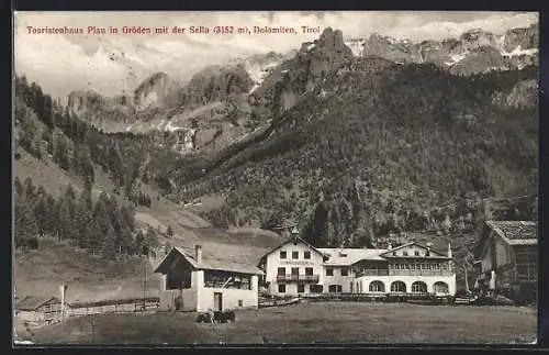 AK Wolkenstein /Gröden, Hotel Touristenhaus Plan mit der Sella