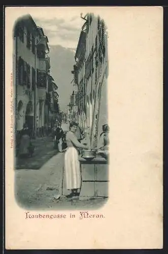 AK Meran, Brunnen in der Laubengasse