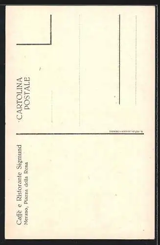 Künstler-AK Meran, Café-Restaurant Sigmund, Sandplatz