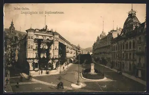 AK Baden-Baden, Leopoldsplatz und Sophieenstrasse