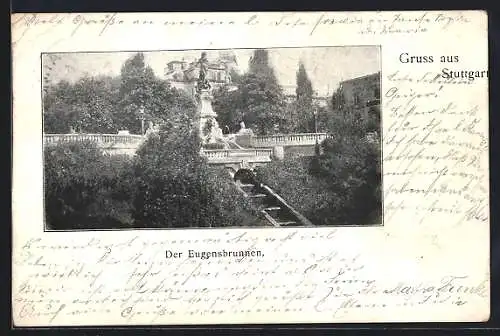 AK Stuttgart, Ansicht vom Eugensbrunnen