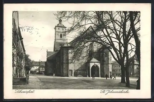 AK Schweinfurt a. M., Blick zur St. Johanniskirche