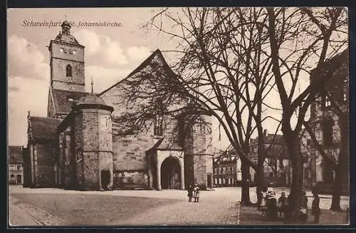 AK Schweinfurt a. M., St. Johanniskirche und Strassenpartie