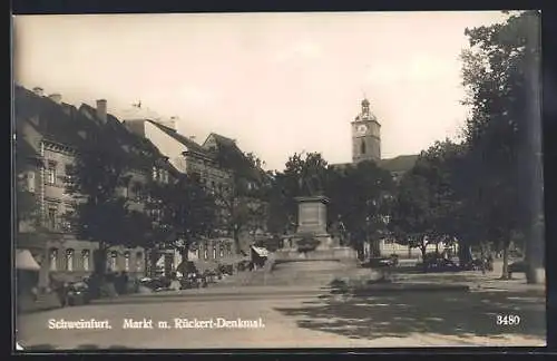 AK Schweinfurt a. M., Markt und Rückert-Denkmal