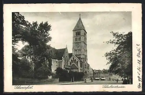 AK Schweinfurt a. M., Schultesstrasse mit Hl. Geist Kirche