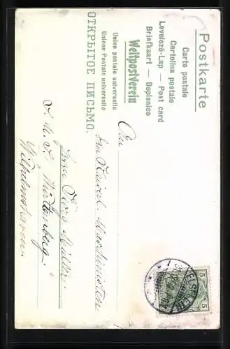 AK Neujahr, Gemeinde geht nachts in die verschneite Kirche