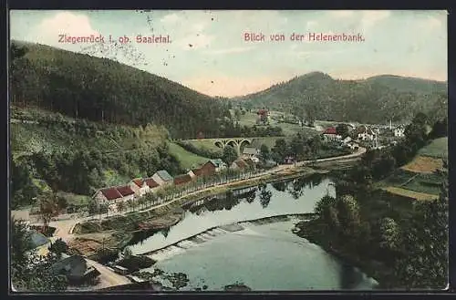 AK Ziegenrück / Saale, Blick von der Helenenbank