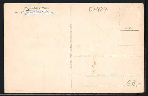 AK Ziegenrück / Thür., Ev. Kirche mit Heldenehrung