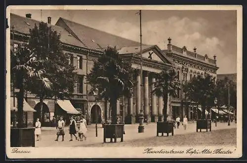 AK Dessau, Kavalierstrasse mit Cafe Altes Theater