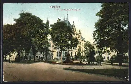 AK Crefeld, Partie am Rathaus, Westwall