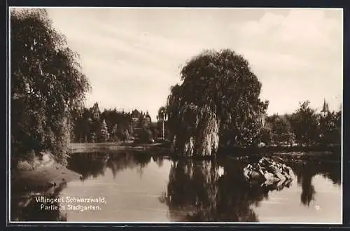 AK Villingen /Schwarzwald, Teichpartie im Stadtgarten