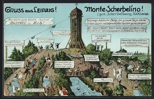 AK Leipzig, Szenen an dem Scherbelberg Monte Scherbelino