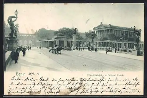 AK Berlin, Friedrichsbrücke und National Galerie