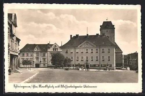 AK Schöningen a. Elm, Marktplatz mit Wasserträgerin-Brunnen